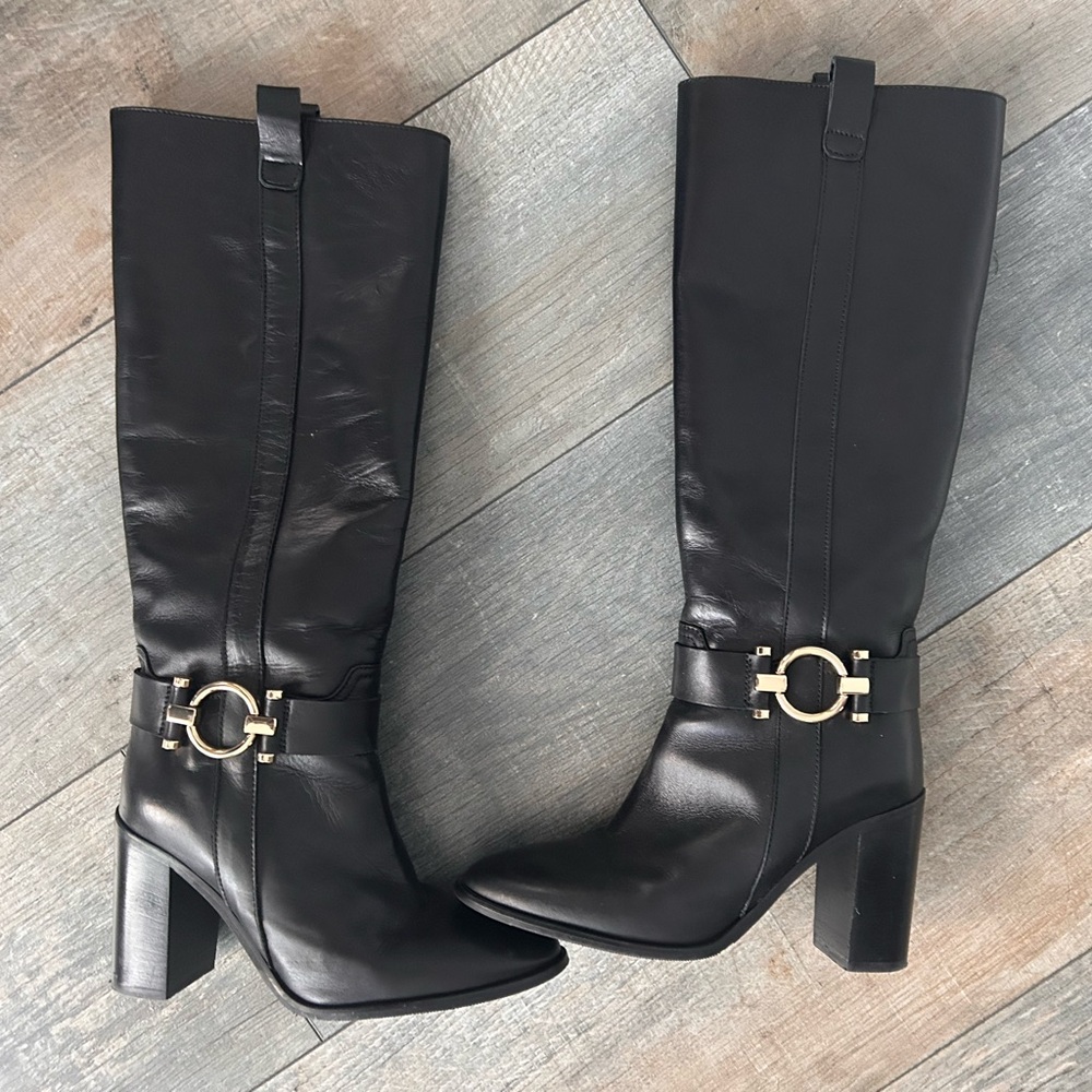 Napoleoni black Leather Boots made in Italy size 8 (EU39)